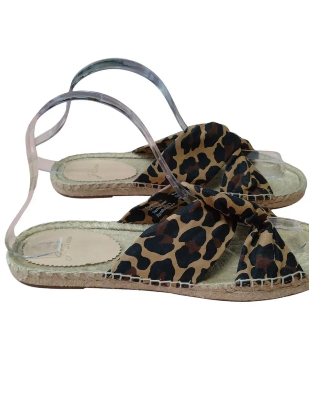J. Crew Twisted-Knot Espadrille Leopard Print  Slip On Flat Sandals Size 7